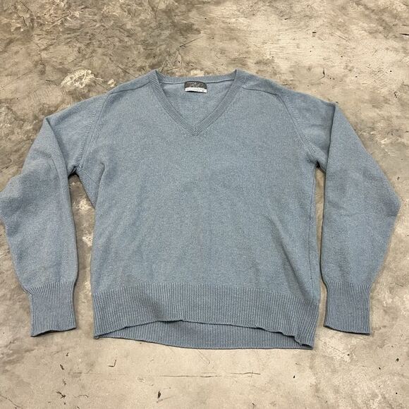 Lord & Taylor 100% 2-Ply Cashmere Sweater Blue V-Neck Pullover Size Medium READ - Picture 1 of 7